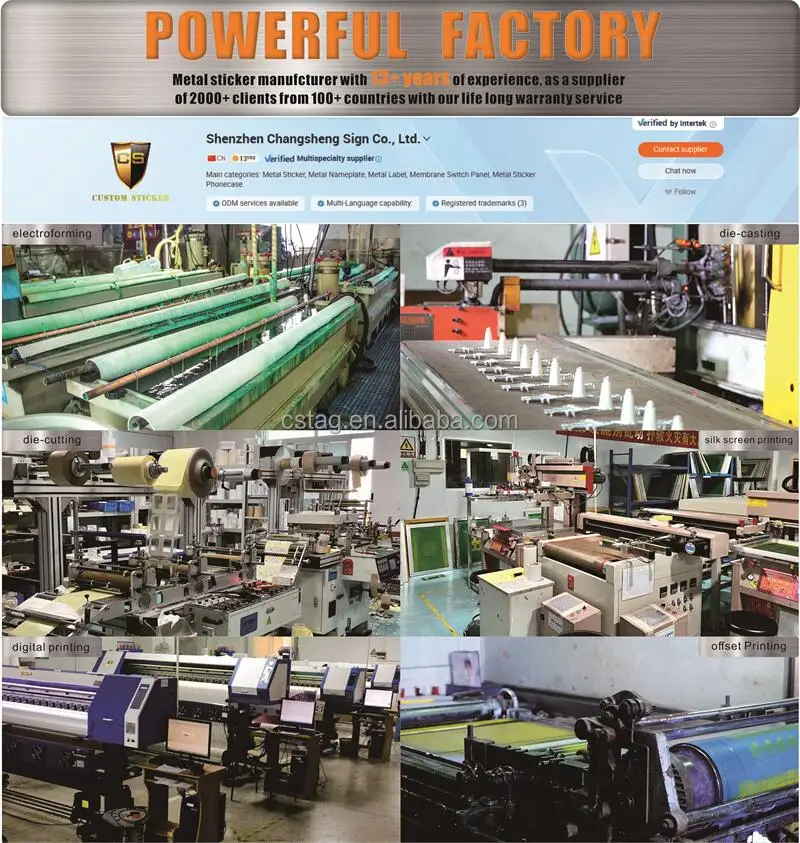 CS Custom Metallic letters labels thin electroform gold nickel 3D logo transfer embossed decals metal stickers with adhesive