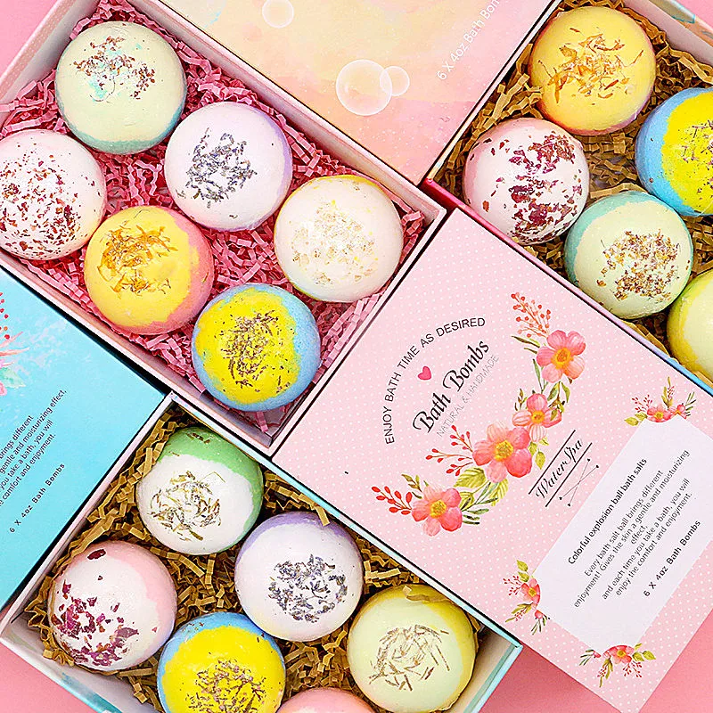 Горячая Распродажа, Подарочная коробка с бомбой для ванны, частная торговая марка, пузырьки, эфирное масло, молоко, соль, лаванда, шарик для ванны, роскошная Бомба для ванны