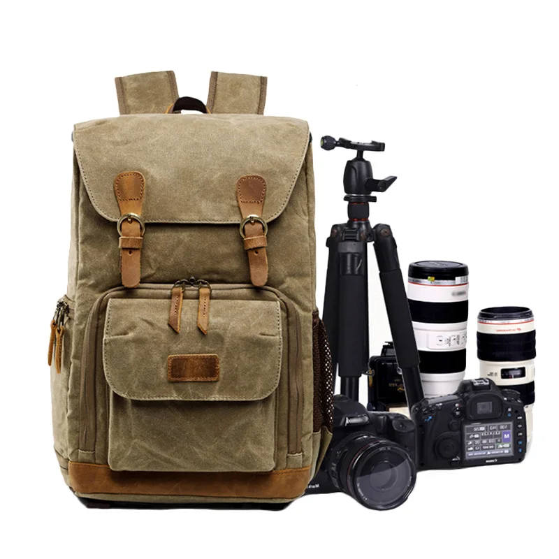 Professional DSLR Bag Outdoor Travel Durable Waterproof Canvas Custom Polyester Fashion Unisex Zipper Softback Camera Backpack