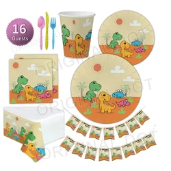 Cartoon Dinosaur Disposable Paper Tableware Party Set For Customized Design