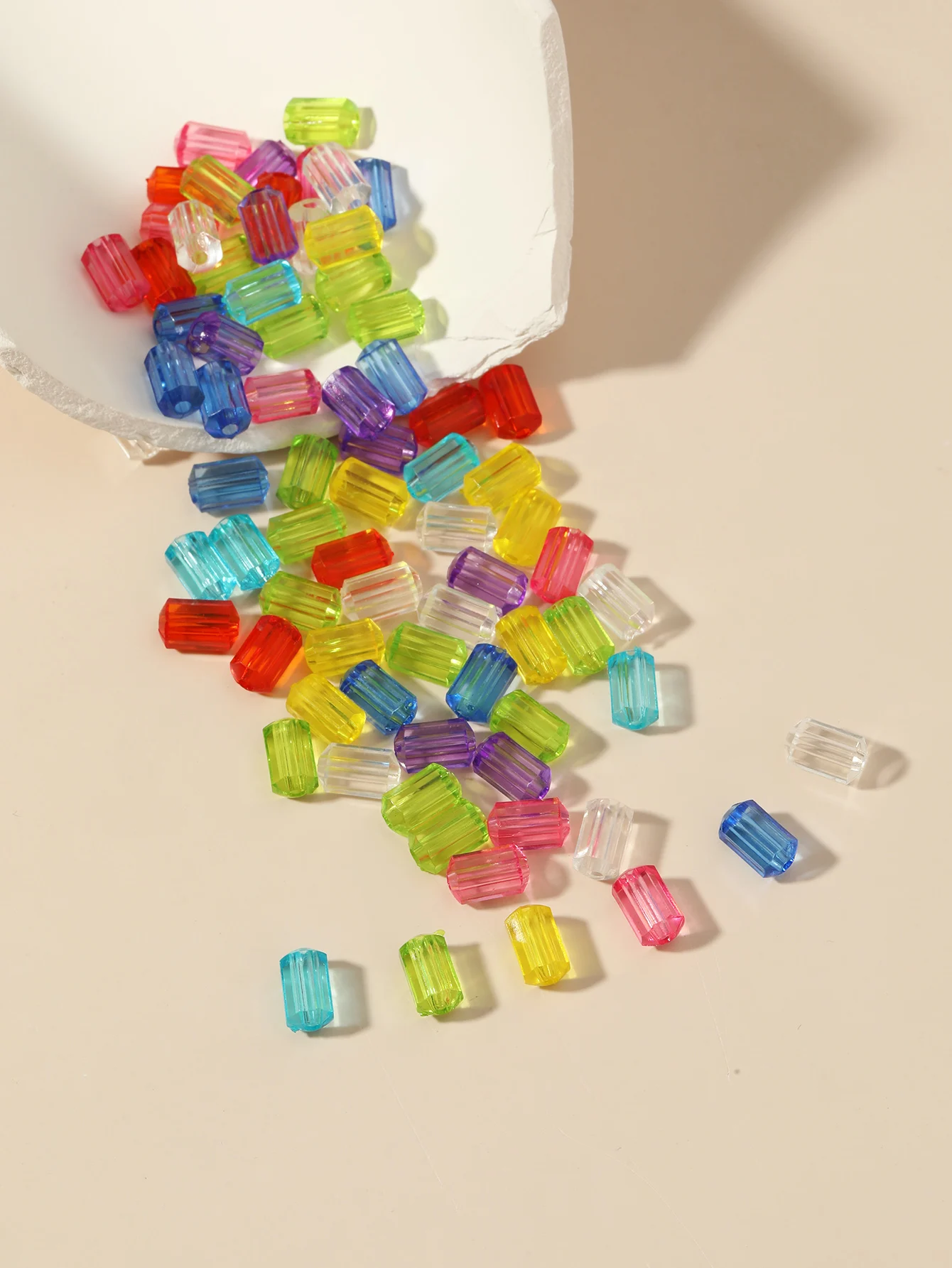 Cross-border wholesale mixed color acrylic cylindrical beads rice-shaped cat eye colored loose beads set bracelet