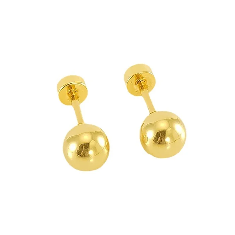 Stylish high polished base all-match stainless steel ball stud earrings for women wearing jewelry gifts