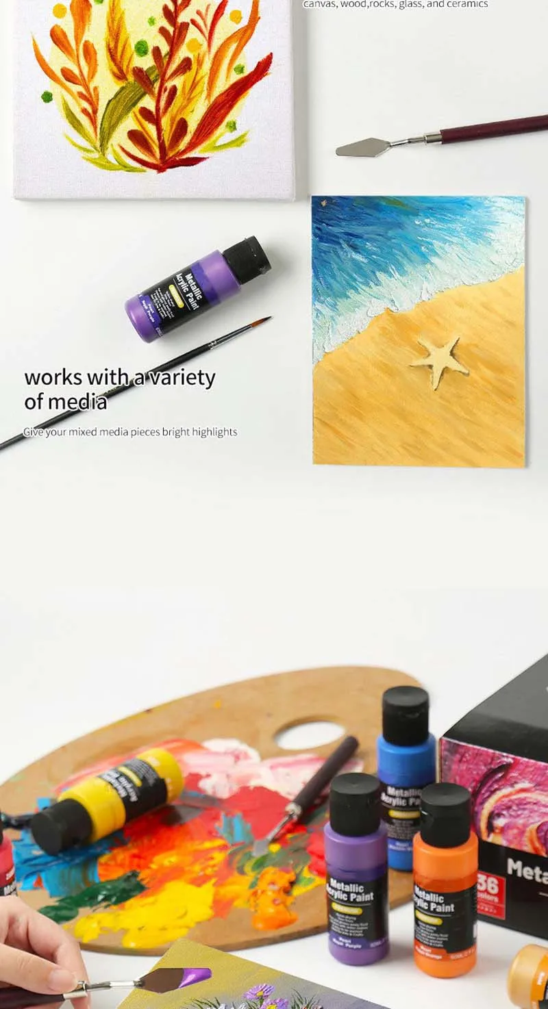 LISI 12/24/36 Colors Professional  Grade Non-Toxic High Viscosity Metallic Paint Set for Artists, Beginners