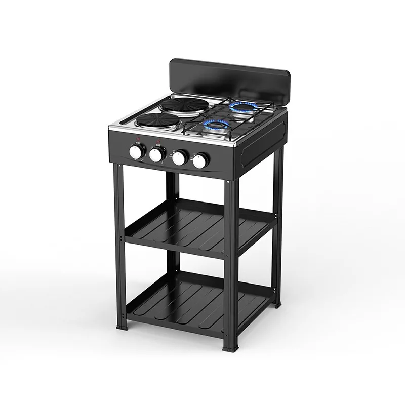 Универсальная двухконфорочная газовая плита с электронным зажиганием для разнообразных потребностей в приготовлении пищи дополненная двумя электрическими плитами
