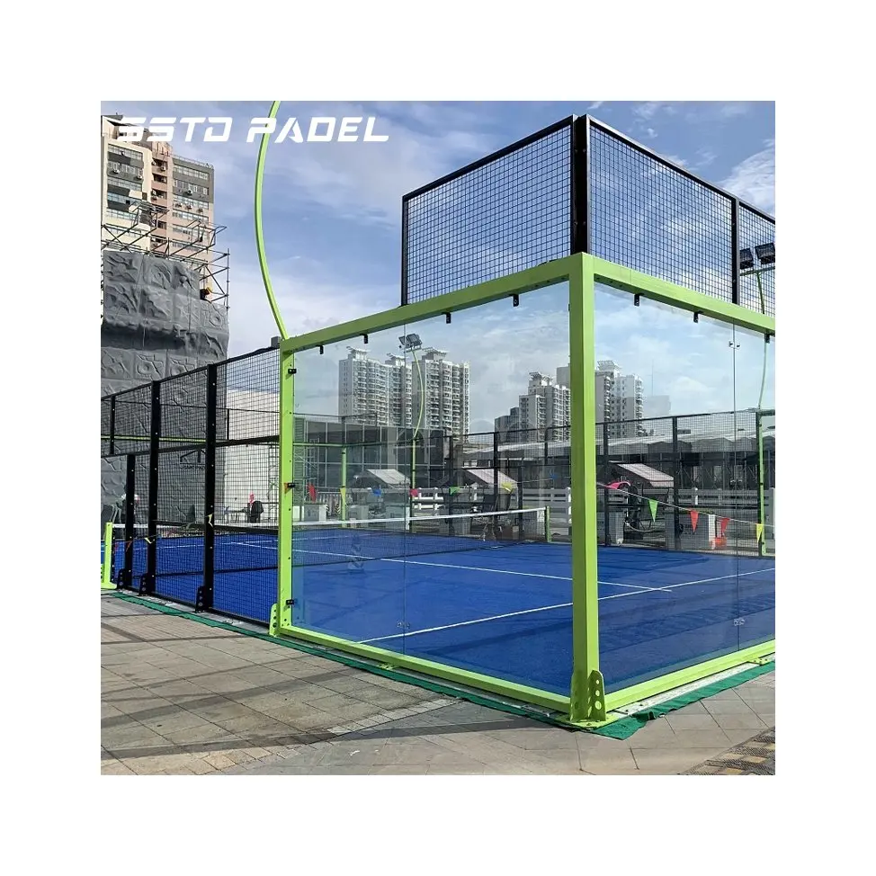 Panoramic Padel Court Soccer Court with uv resistance Artificial Grass Cancha De Padel iso9001 Customized Padel Tennis Court