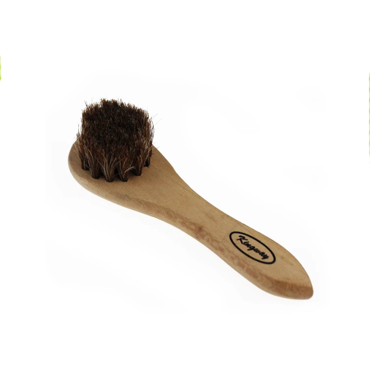 Horsehair Shoes Polish Brushes Leather Shoes Boots Care Wooden Shoe Brush