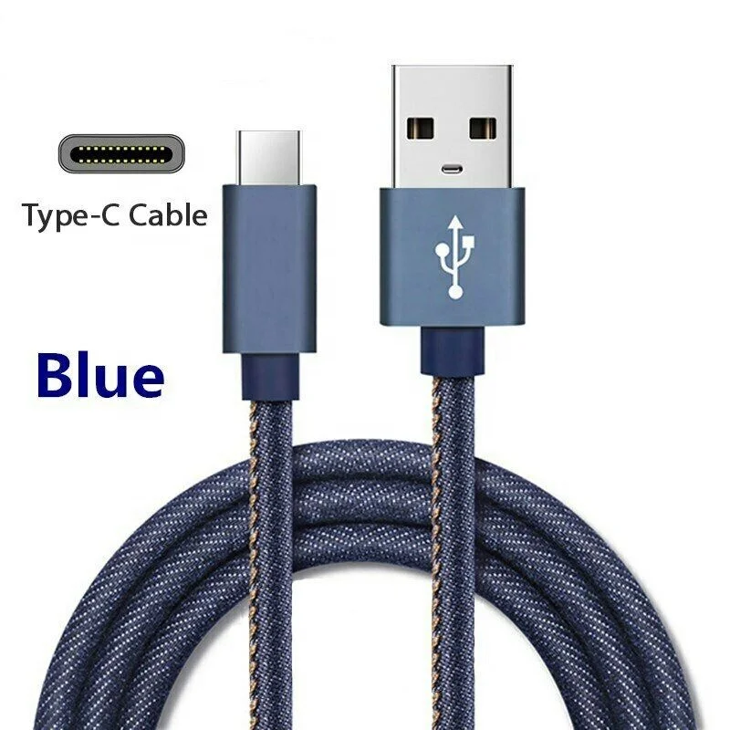 Denim Braided USB Type C Cable USB C Charger Cable Cord for Samsung