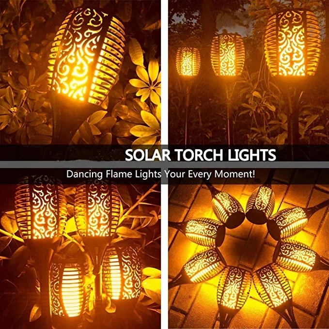  Outdoor Solar Torch Flame Lights Led Garden Light Landscape Flickering Lamp Courtyard Balcony IP65