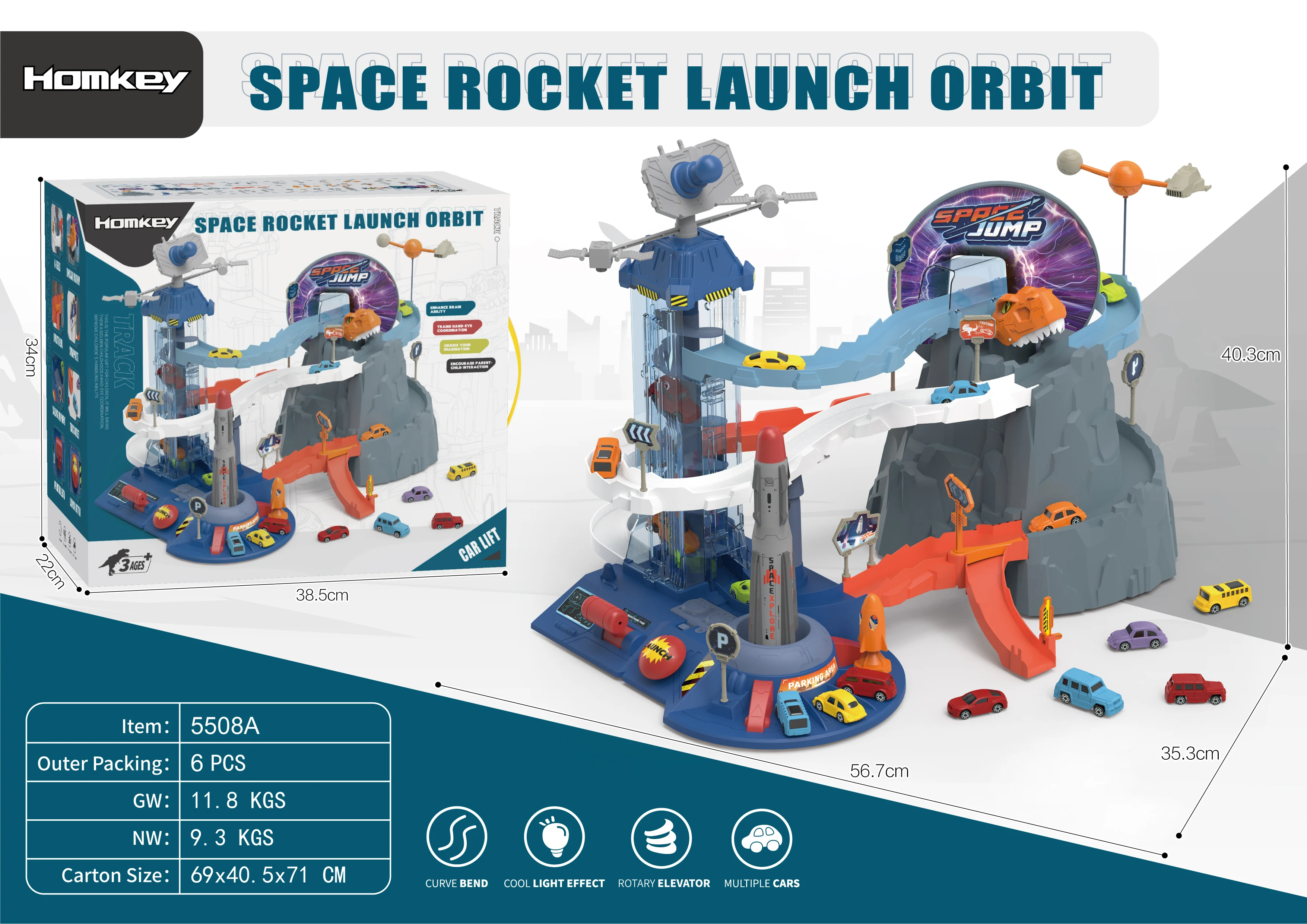 Assemble space explore theme track toy car track plastic with mini alloy car