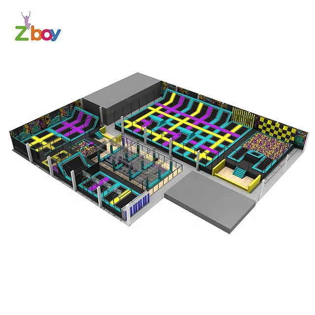 Professional Trampoline park equipment Manufacturer Kids Indoor Trampoline with Ninja obstacle