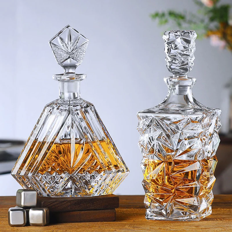 Empty Antique 50ml Decanter Vodka Glass Liquor Wine Spirit Bottle With Lid For Brandy Whisky