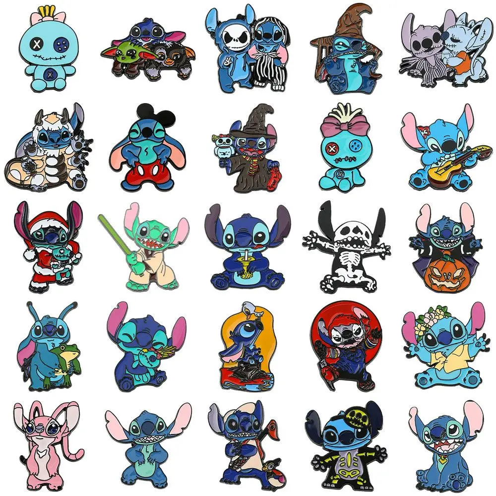 Factory High Quality Cartoon Metal Badge Clothes Bags Decor Enamel Lapel Pins Stitch Metal Pins Wholesale