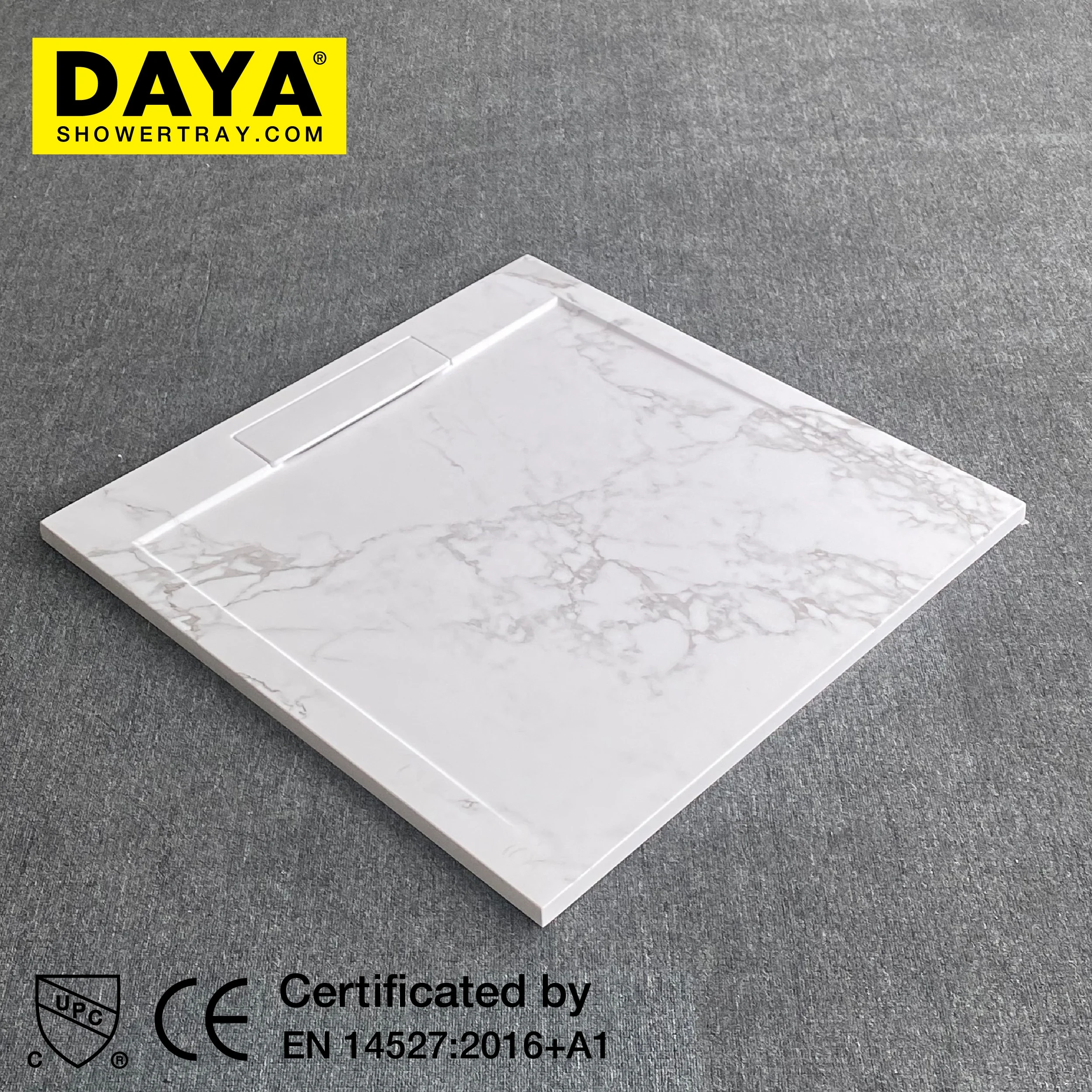 New Product Carrara Bianco Resin Shower Tray High Quality Bathroom Shower Pan Walk in Shower Base