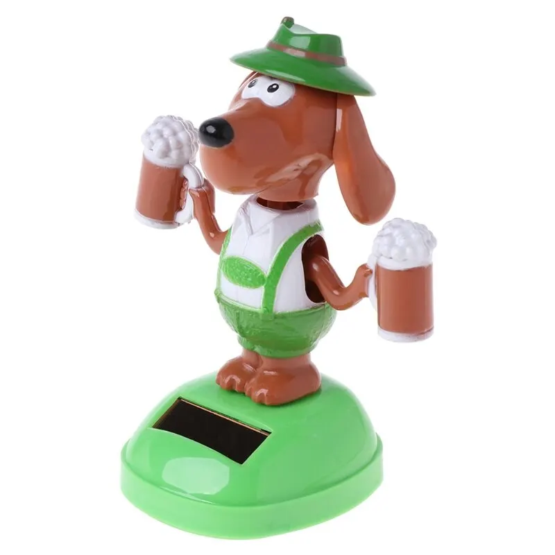 Car Interior Office Desk Decoration Cute Animals Small Beer Dog Solar Powered Dancing Toy