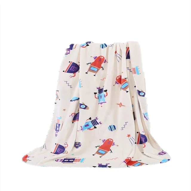 
comfortable skin friendly children flannel little fox robot fleece super soft touch baby blankets 