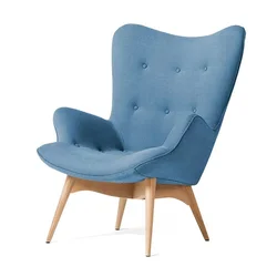 Nordic comfortable fabric sofa chair lounge chair for living room bedroom with foot rest patchwork chair