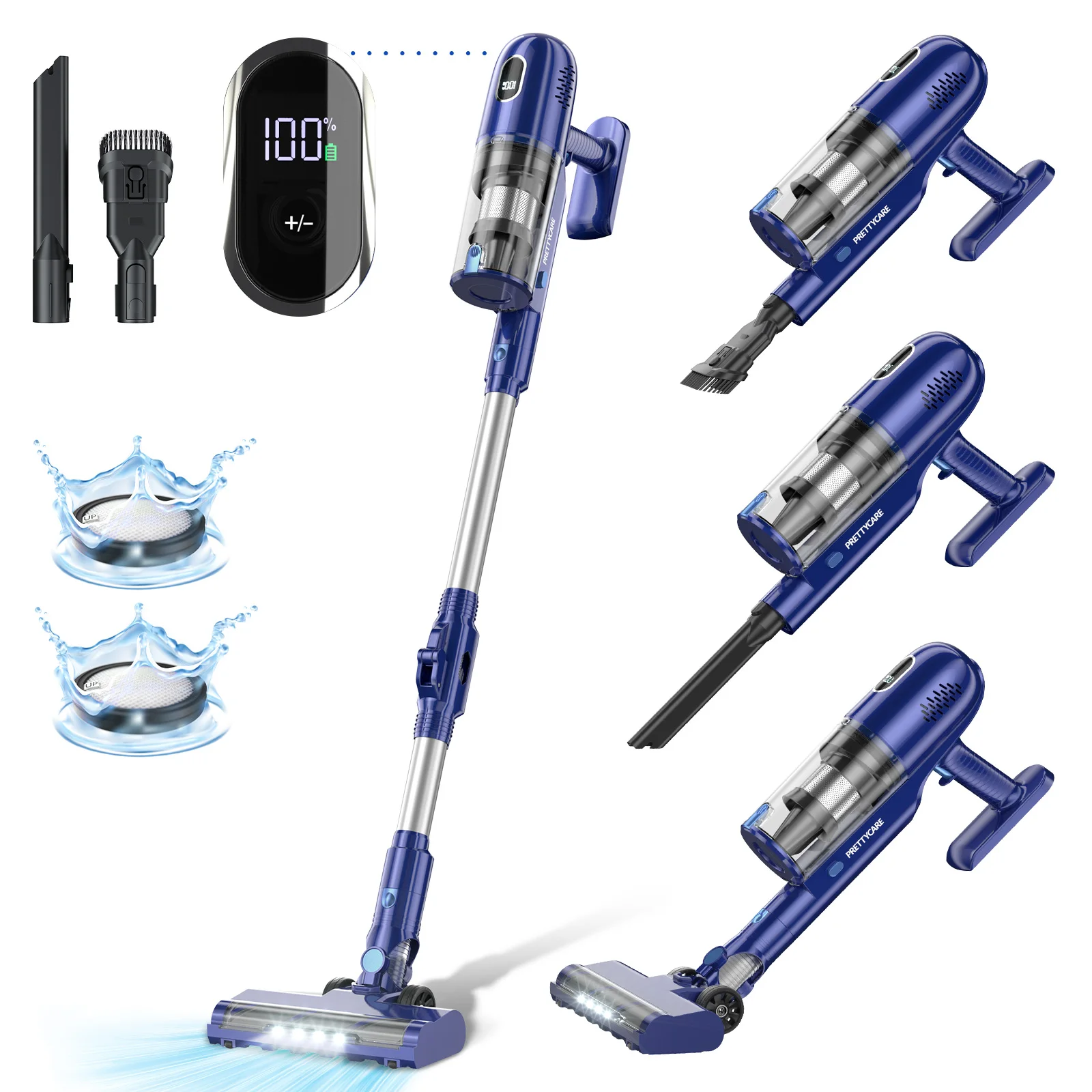 PRETTYCARE All In 1 Household Vacuum Cleaner High Power Stick Vacuums Wireless Cordless Vacuum Cleaner