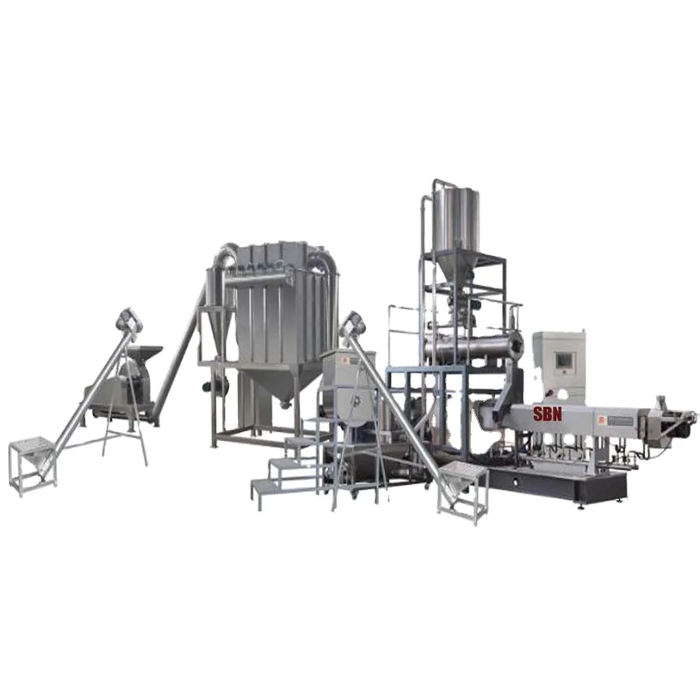 China Large Capacity Twin Screw Extruder 1Ton per hour Automatic Fish Feed Extruder Machine