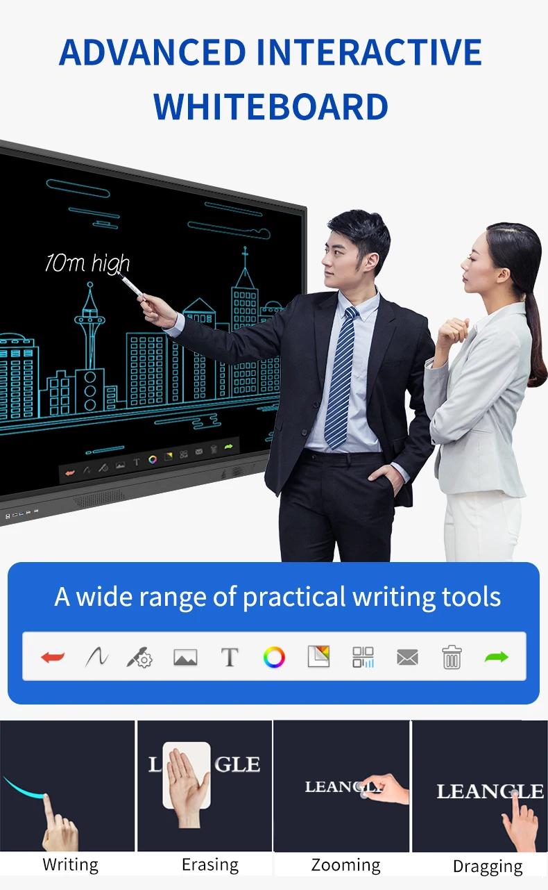 75 inch 4k touch screen android windows lcd 75inch portable digital whiteboard smart interactive boards for Conference Classroom