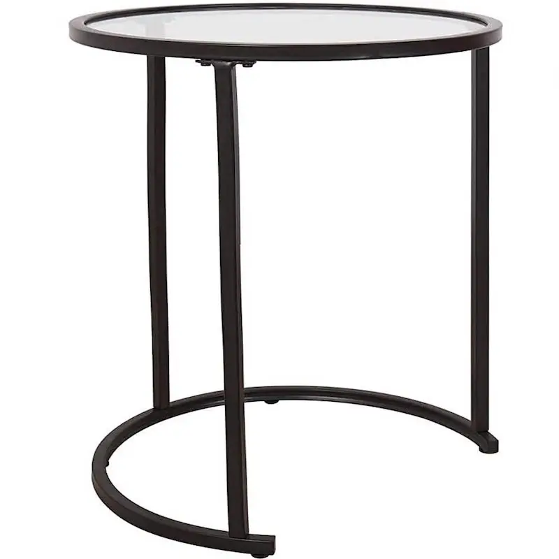 Simple Design Small Metal Frame Glass Top Sofa Side Table Sets