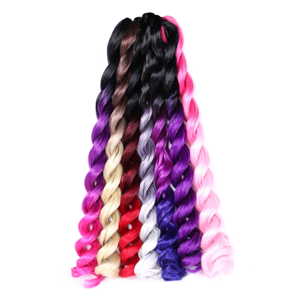 Wholesale Free Sample 150g Synthetic French Curls Hair extension Ombre Crochet Braids Attachment Wavy Braiding Hair