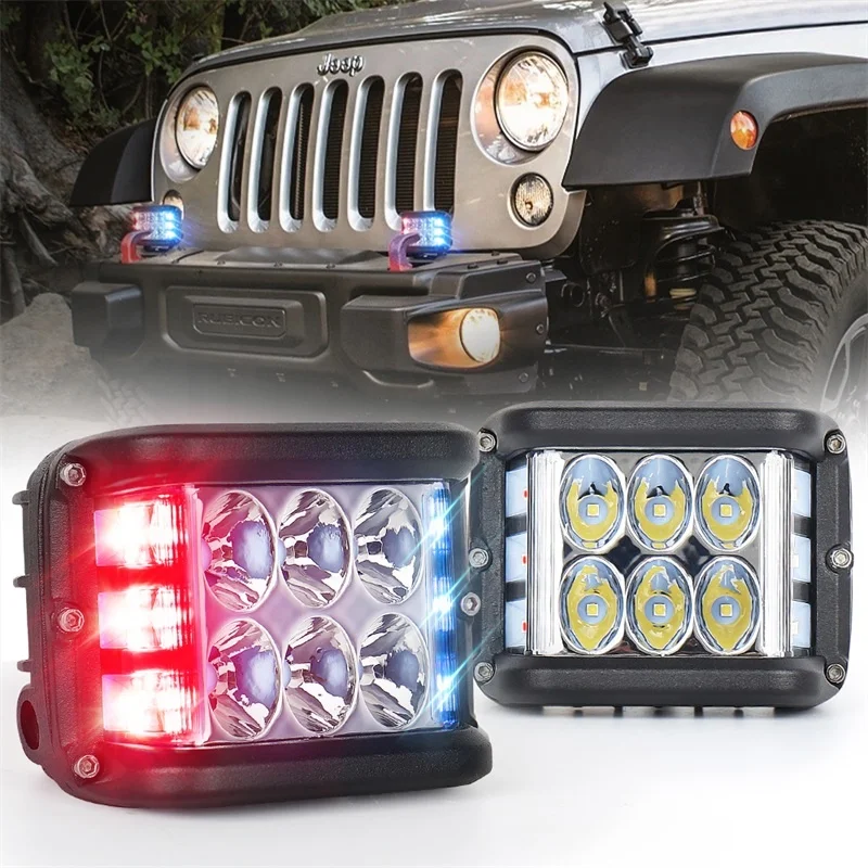 OVOVS Dual Color 30w Led Work Light Strobe Car Light Pod Flashing Auto Fog Light For Truck Suv Atv 4wd