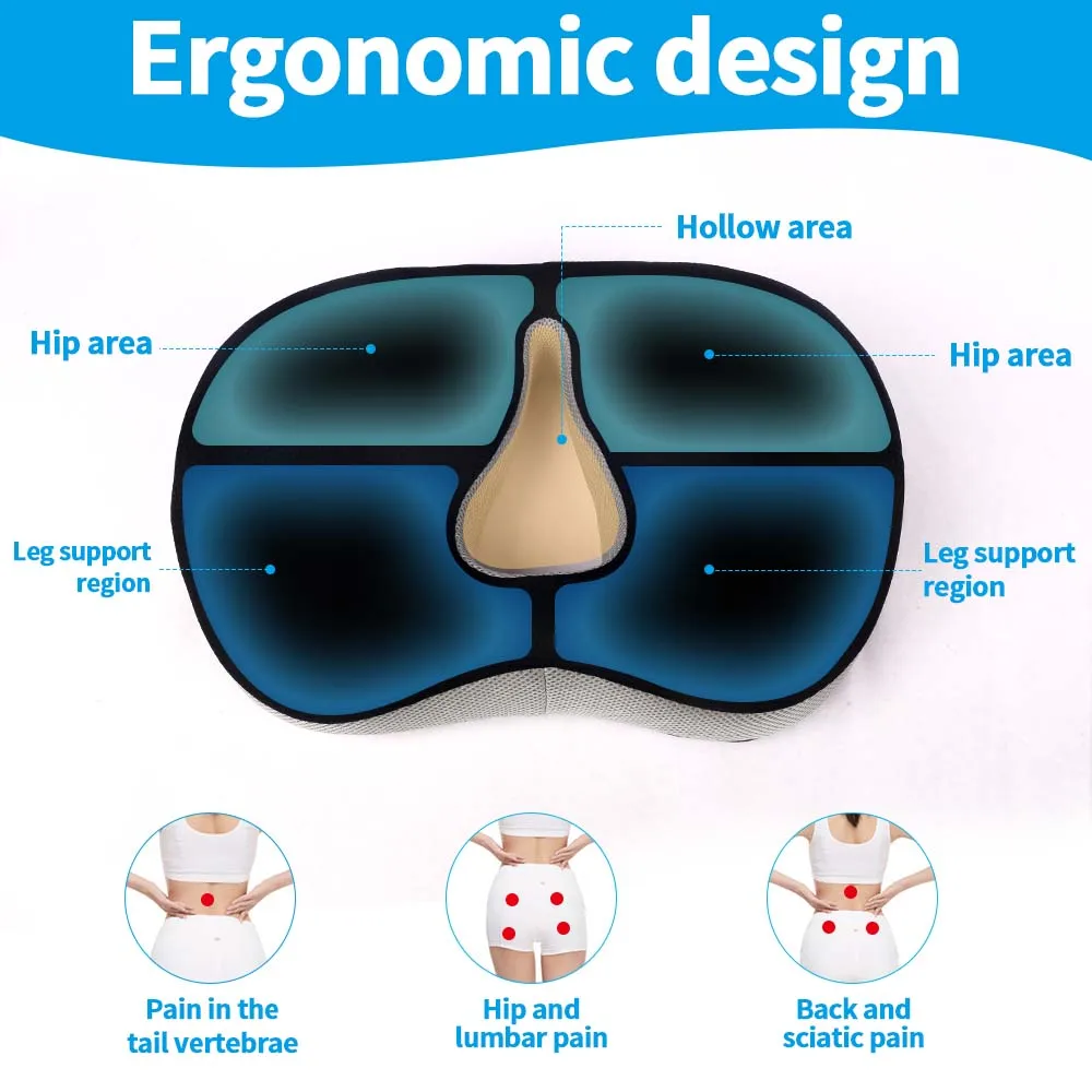 Ergonomic Relief Tail Vertebra Pressure Breathable Mesh Cover Soft Memory Foam Orthopedic Coccyx Car Office Chair Seat Cushions