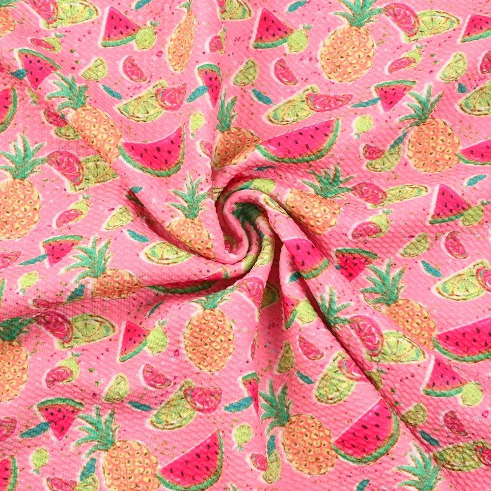
1/2 Yard Watermelon Printed Bullet Textured Liverpool Knit Stretch Fabric For Baby Headband 13832 