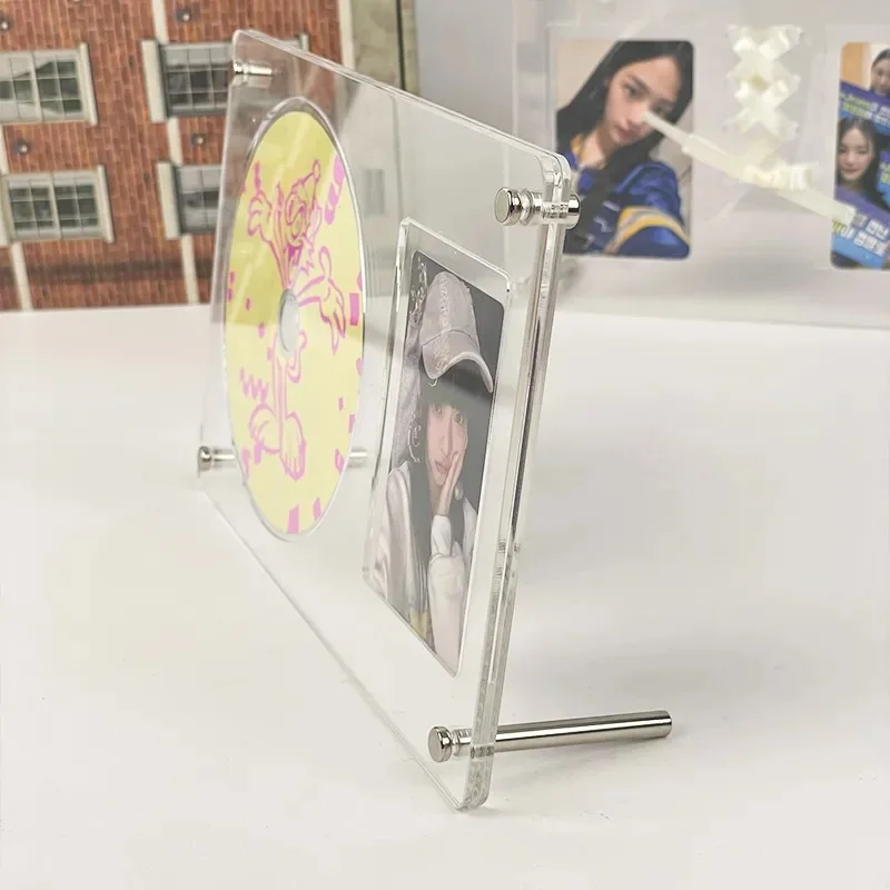 New Arrival INS Desktop Ornaments CD Record Stand Kpop Idols Acrylic CD Frame Photocard Display Album Storage Racks
