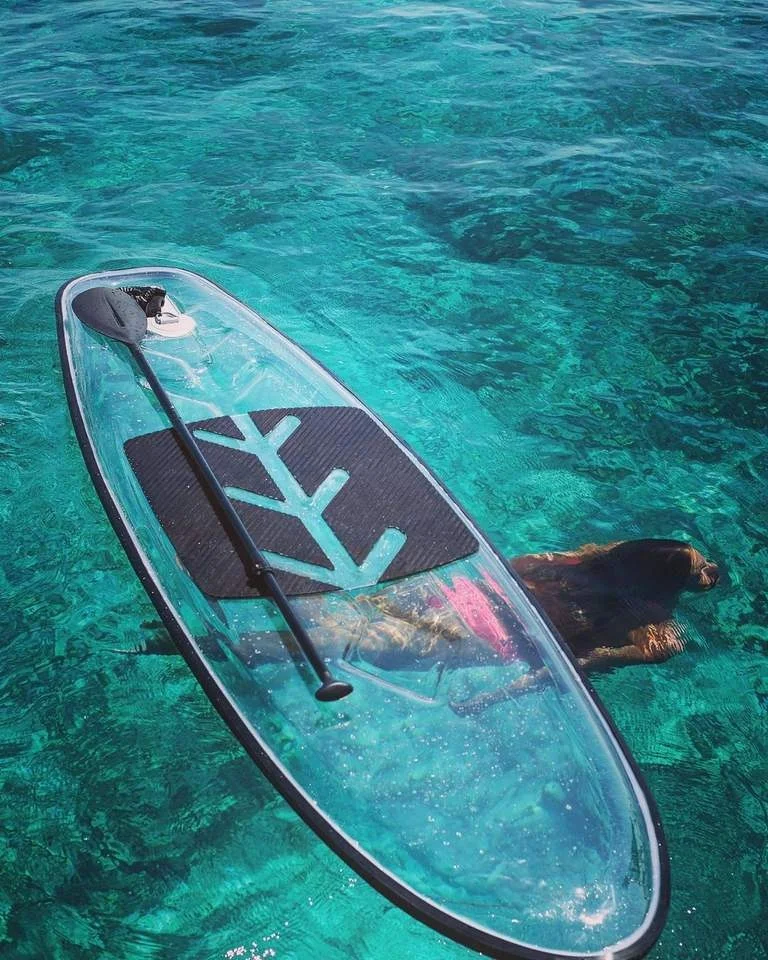 SUP paddle board Ocean Surfing paddle board on sale crystal PC Transparent stand up Kayak family water sport