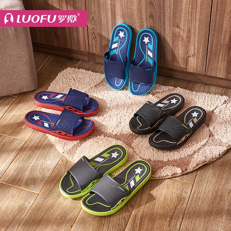LUOFU EVA men slide stars print sandals flat indoor and beach summer men  slippers 2021 wholesale sandals
