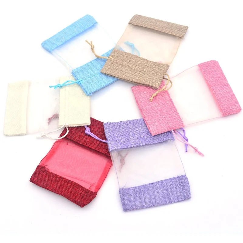 10x14cm Jute Burlap Gift Packaging Bags Jute Gift Bags For Wedding Party Favors Coffee Tea Makeup Jewelry Packing