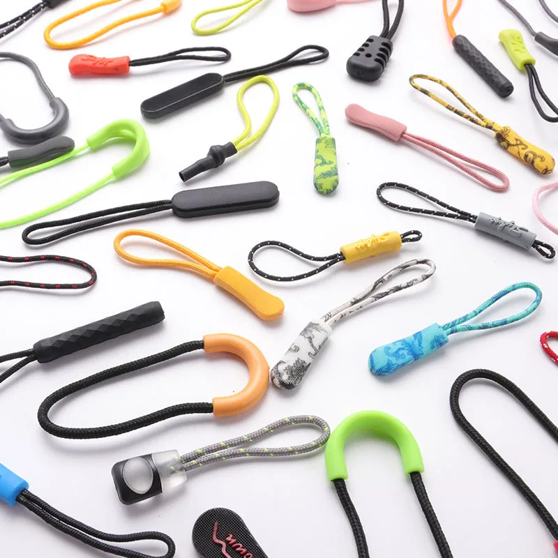Plastic Zipper Pulls Rope Ends Lock Zip Clip Buckle For Clothing Accessories