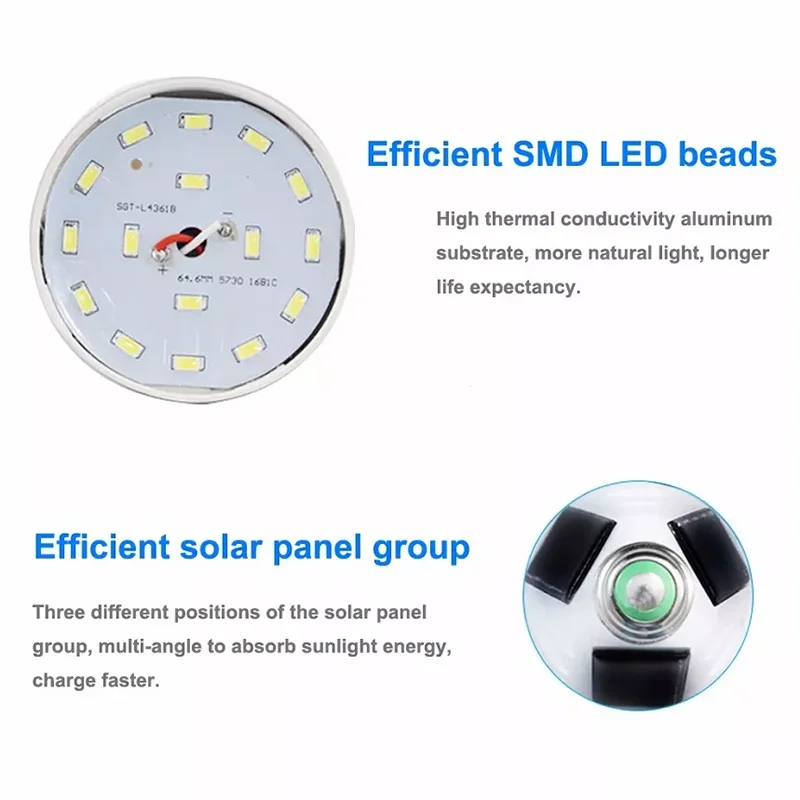 Waterproof LED Solar Light Bulb Outdoor 12 w/IP65 solar emergency  led  bulb for camping