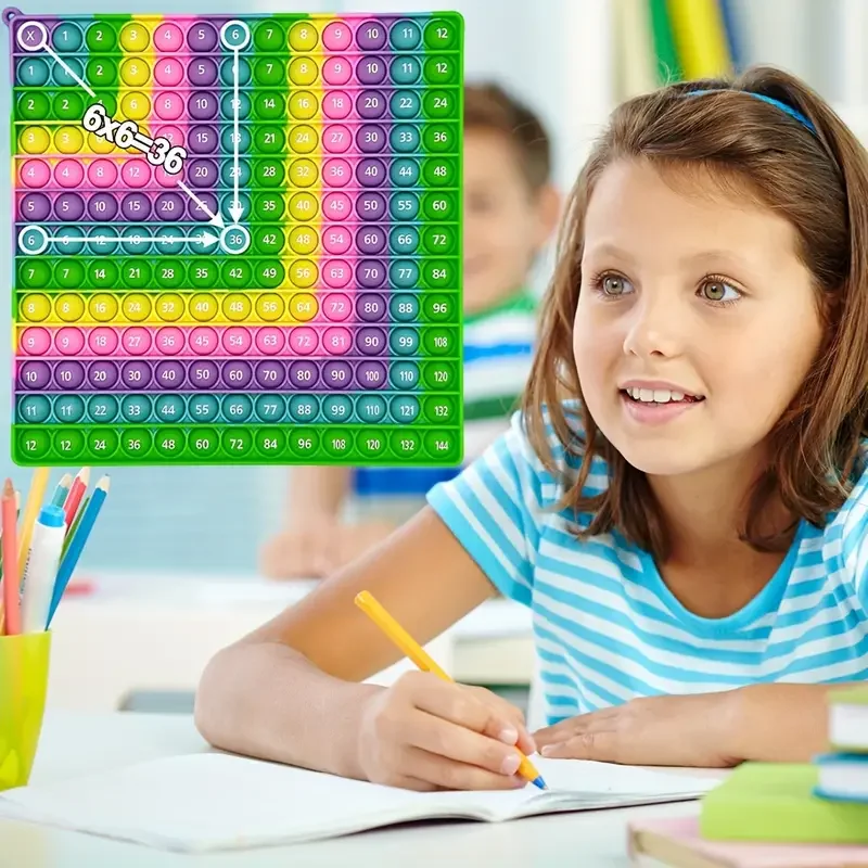 12x12 Multiplication  Push Pop Games, Silicone Math Toys Manipulative Stationery School Supplies Fidget Pop Toys For Kids