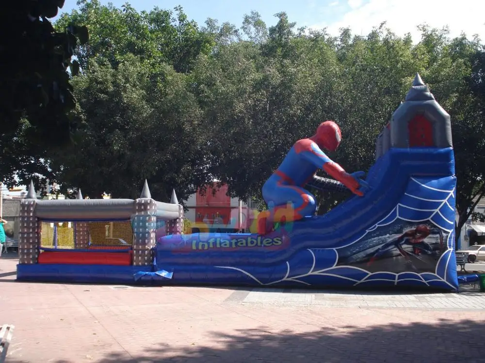 New design inflatable games spiderman air bounce house inflatable slides for kids