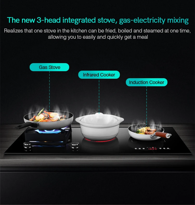 High Quality 3 Burner Infrared Cooker Induction 3-Head Integrated Stove Ceramic