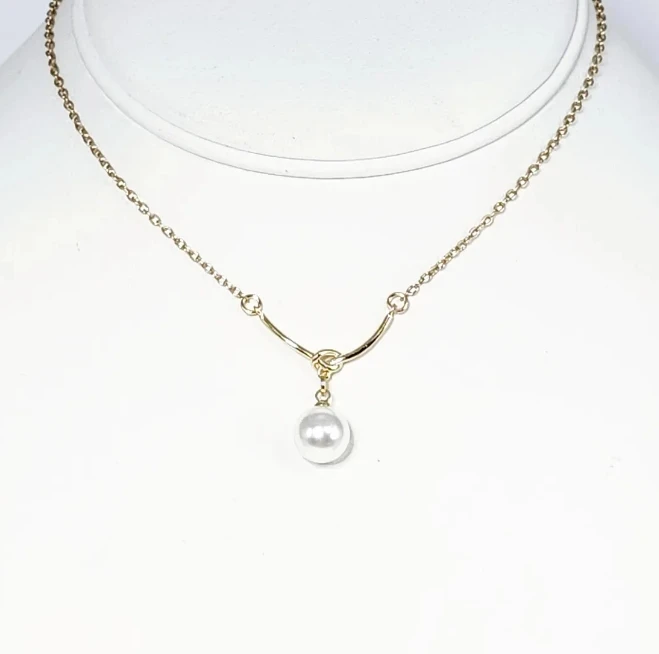 Изящное элегантное жемчужное золотое ожерелье ручной работы