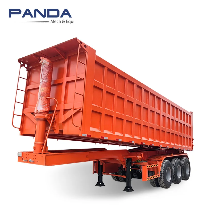High quality 3 axle 38m3 40cbm rear tipper truck semi trailer used grain /crane for sale