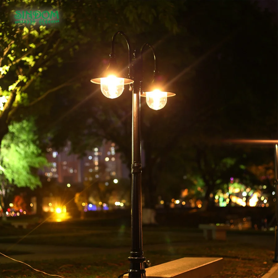 American Simple Design Decorative Street Post Lamp Traditional Decorative Vintage E27 Aluminum Garden Pole Light