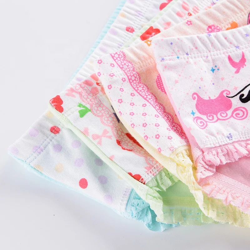 Factory cheap kids briefs soft cotton 5pcs one bag girls underwear wholesale children wearing panties