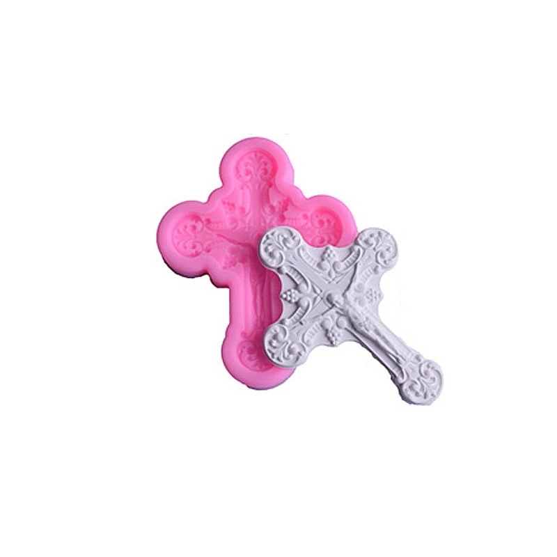Chinese Factory Good Quality Easy To Clean Silicone Cross Crucifix Pink Industrial Soap Molds For Cake Soap