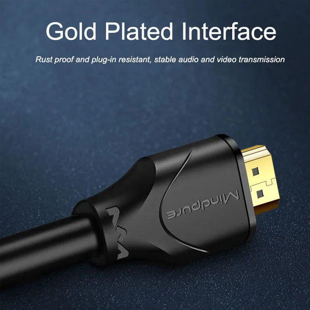 Mindpure Wholesale High quality HDMI cable Male to Male video Support 3D 4K 1080P 1M 1.5M 2M 3M 5M 10M 15M etc for hdtv