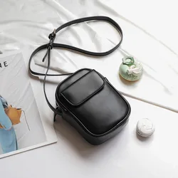 new Korean version vertical soft pu leather mobile phone bag fashion simple mini diagonal small bag shoulder bag