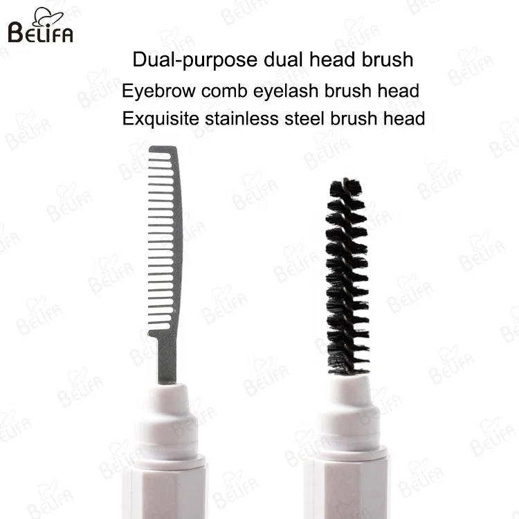wholesale Customized Private Label double  side 2 in 1 mascara wand spoolie brush eye lash brow eyelash comb with cap cover lid