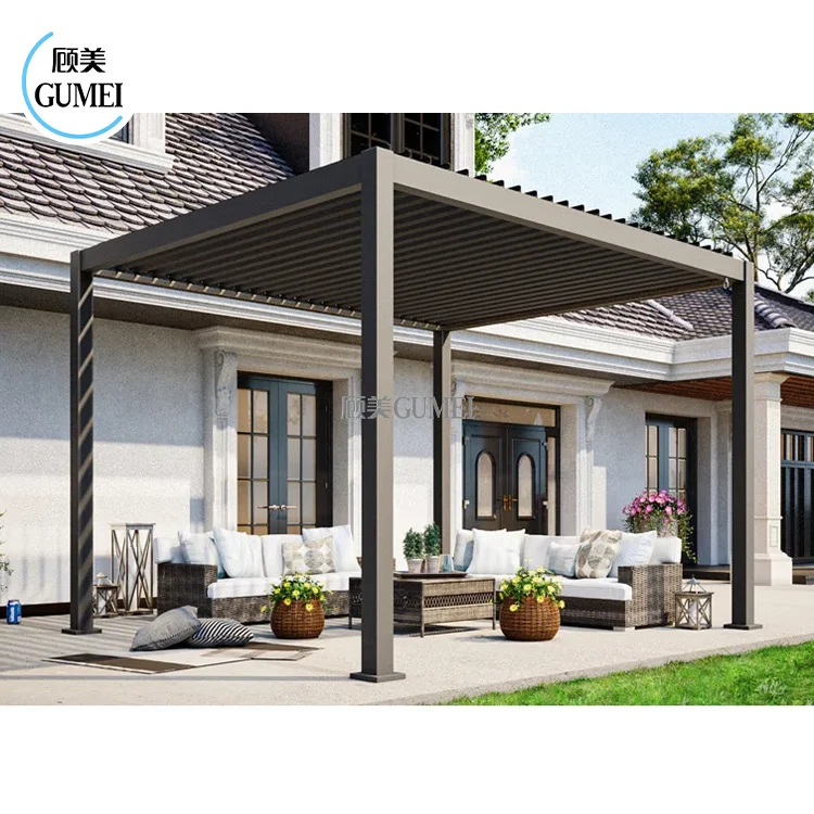 Modern Outdoor Retractable Skylight System Waterproof Manual Bioclimatic Aluminium Pergola