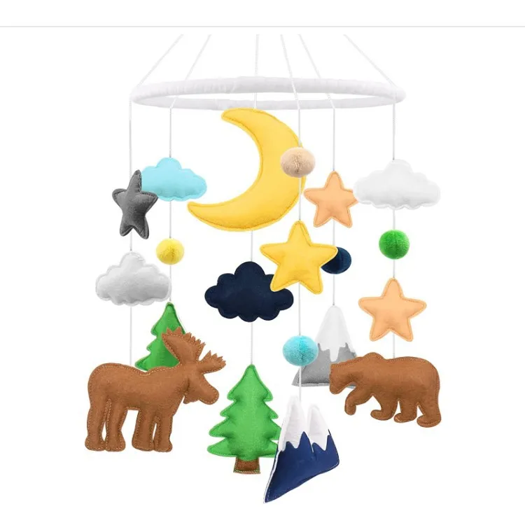 Manufacturer Nursery Decor felt animal Wood hanging rotating toy baby musical crib mobile for bed crib toys