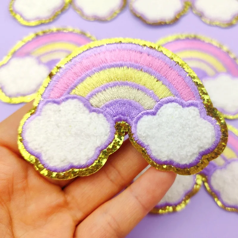 Shenglan Embroidered Patches Cute Rainbow Patch Iron On/Sew On Appliques for Kids Child Patches DIY for Costume Accessories