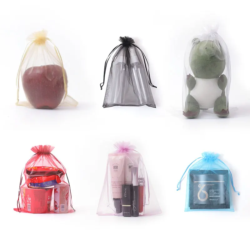 small pink custom organza gift bags logo 4*6in wholesale party pouch