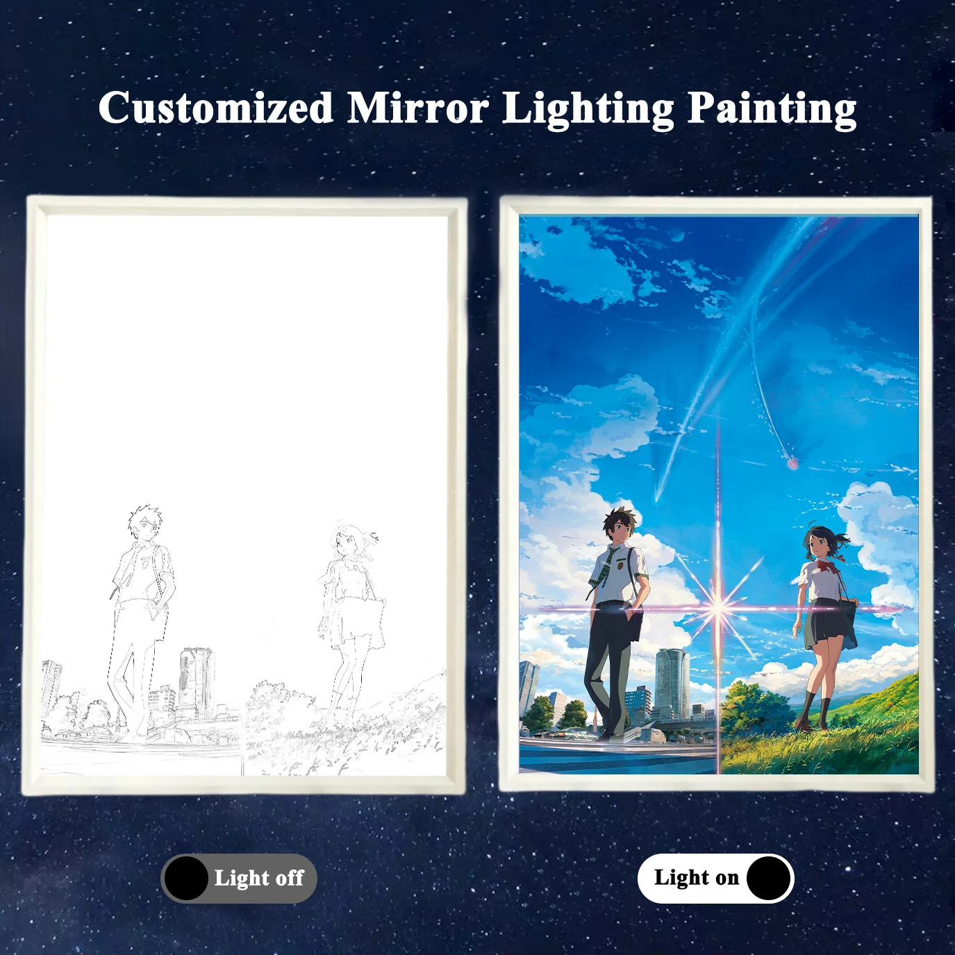 3 Colors Led Light Mirror Painting Art Night Light with ABS Frame Art Bedside Table Lamp Best Gift